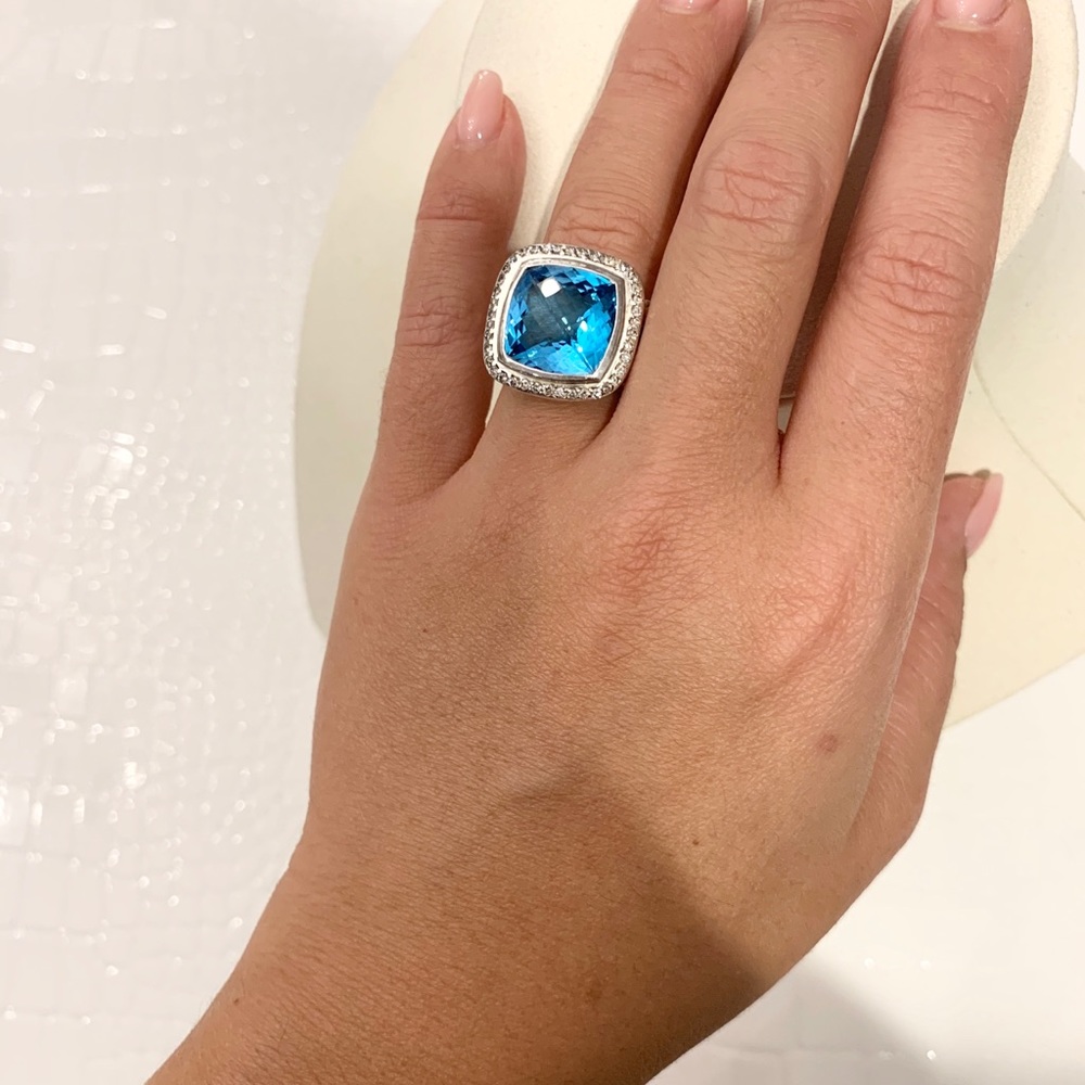 David Yurman Blue Topaz & Diamond Ring